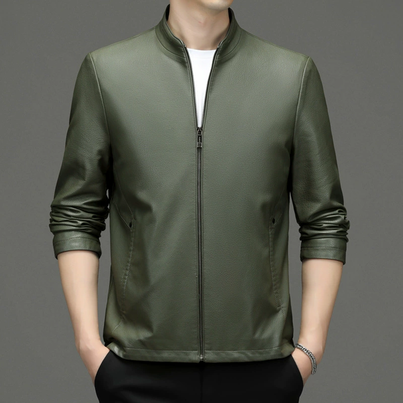 Демисезонное полиуретановое длинное теплое пальто, slim fit, средняя длина, корейский стиль