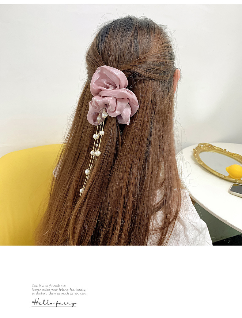 Koreanische Version des Maschengarns Perlenquaste Dickdarm-Haarband Temperament Super Fee Pferdeschwanz Haarseil Haargummi Gummiband Dame Kopfschmuck_voghion.com