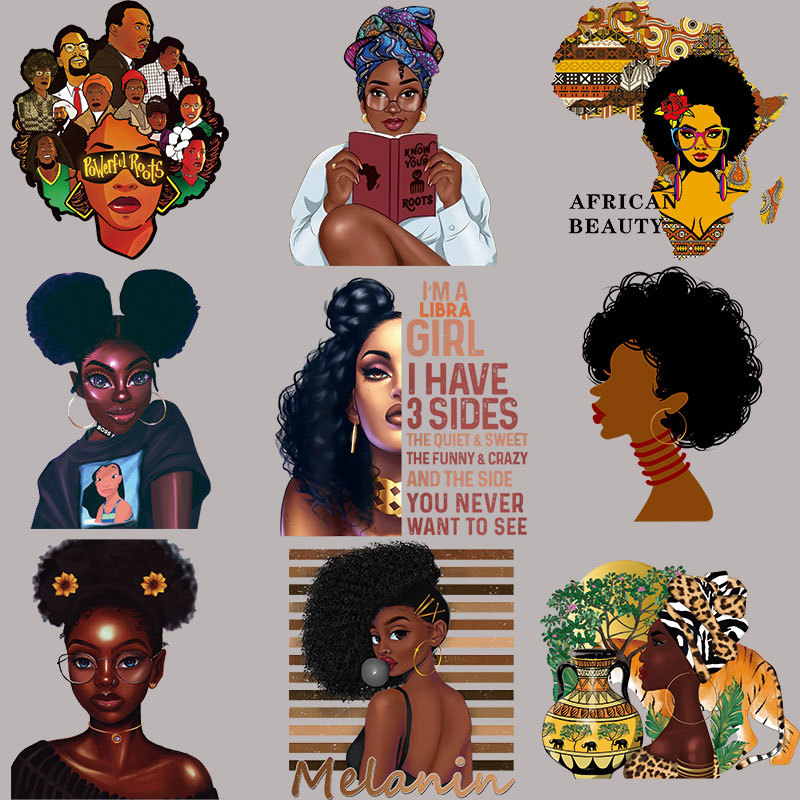 欧美美女烫画图案 衣服贴画烫画A级过粉高弹耐水洗热转印烫画现货