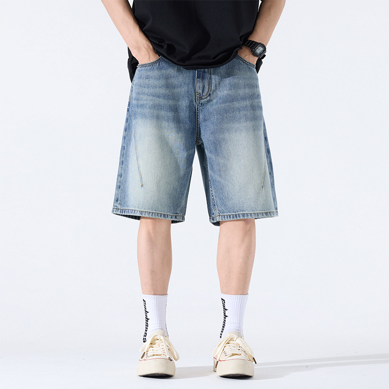 Denim skirt, men's summer shorts, retro sports trousers, loose straight fit