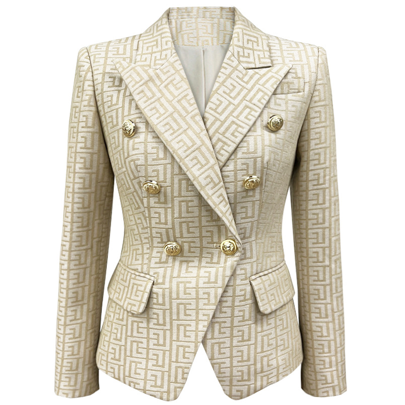 Chaqueta Blazer Ajustada para Mujer 21249 de Algodón Jacquard