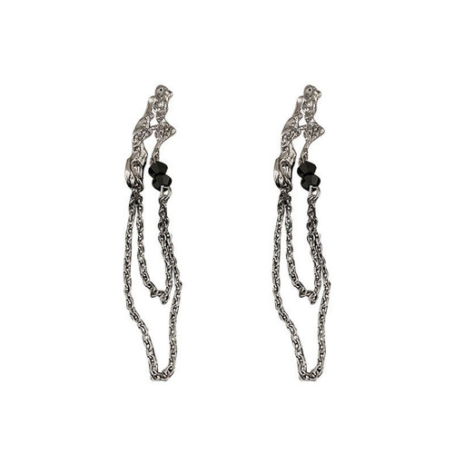 925 Silver Geometric Irregular Chain Tassel Earrings Korean Ins Cool Style Personality Earrings Female Elegant Earring Accessory