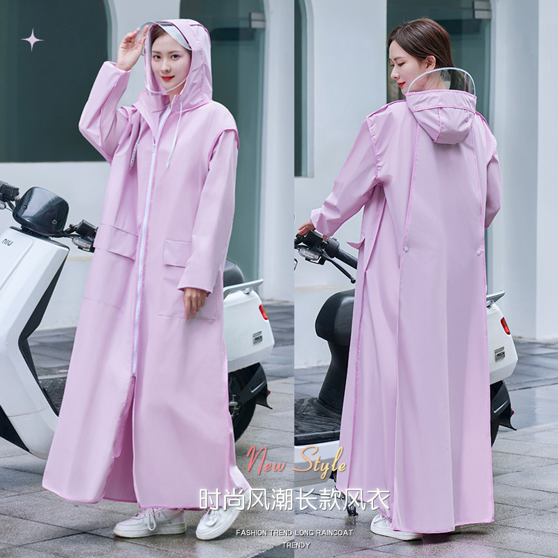 新型レインコート卸売り女性のロングタイプ全身豪雨防止電動電気自動車シングル成人防雨雨雨羽織震え音|undefined