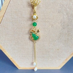 福祿雙全中式玉葫蘆流蘇旗袍壓襟女中國風漢服配飾古風扣頭掛飾