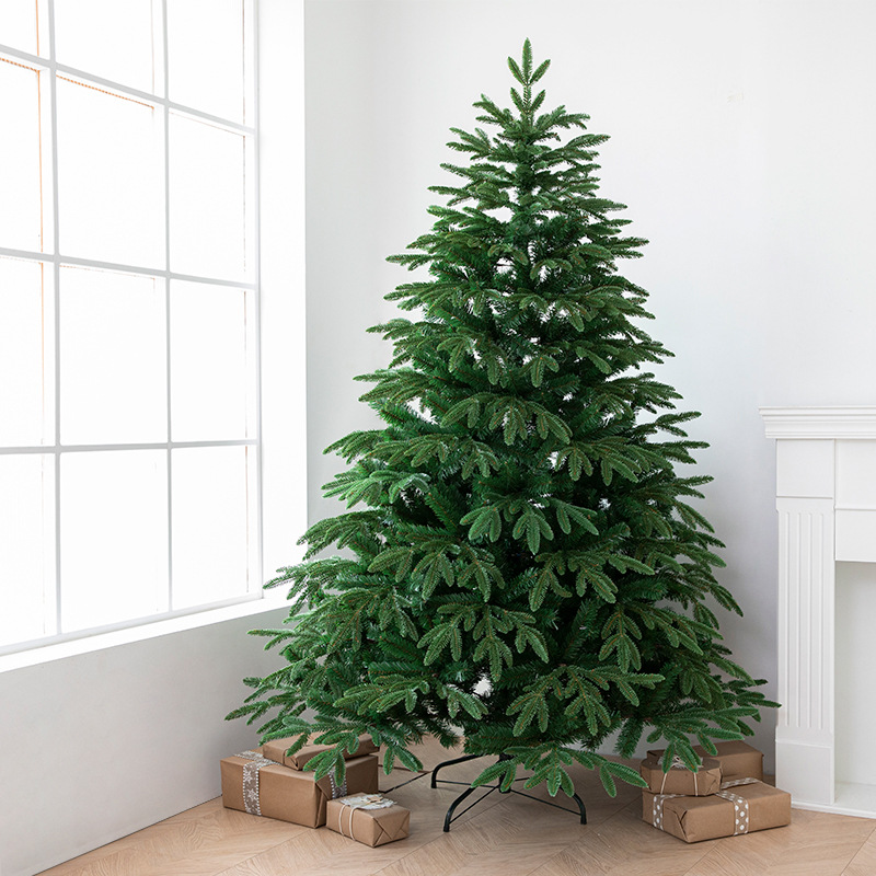 Árbol de Navidad de lujo con hojas mixtas de PE verde, decoraciones navideñas para el hogar, centros comerciales, escaparates, adornos grandes, árbol sin adornos