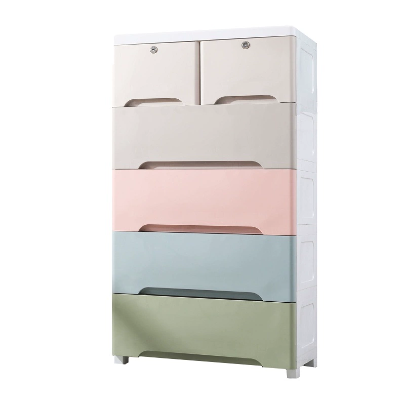 Thickened plastic drawer storage cabinet, large modular organizer, 3–7 layers, macaron or white