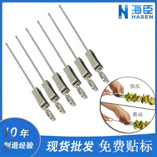 Wholesale from Stock Manufacturer Bbq Tools All Stainless Steel Bbq Skewers with Pusher Bbq Skewer