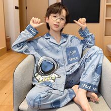春秋季儿童睡衣长袖薄款男童新款卡通宇航员中大童男孩家居服夏季