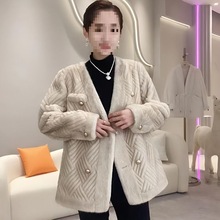 秋冬新款水貂绒外套女加厚小香风皮毛一体短外套中国风仿水貂大衣