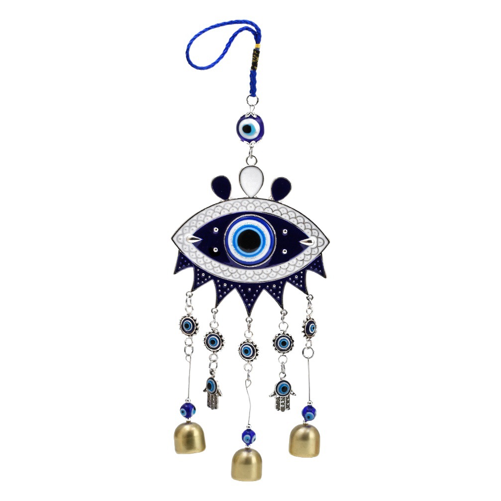 Carilleras de viento azul ojos llavero europeo y americano retro diablo ojos coche colgante llavero pared decoración colgante pared colgante