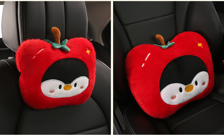 Car Headrest and Lumbar Support, Fruit Apple Head Pillow, Lumbar Pillow, Neck Pillow, Cute Cartoon Apple-Shaped Headrest and Lumbar Support