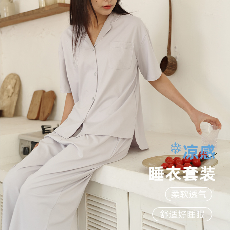 Special Offer Solona Women's Pajamas Set Cotton Comfortable Soft Light Thin Cool Breathable Pants Short-Sleeved Home Clothes