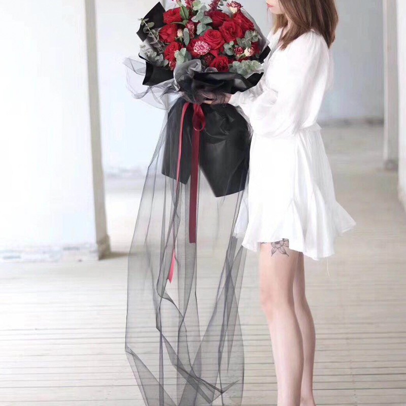 Hadas hilo suave blanco flor envuelta malla Hilo de perlas ramo negro boda cortina de hilo de nieve flor de malla de embalaje image 6