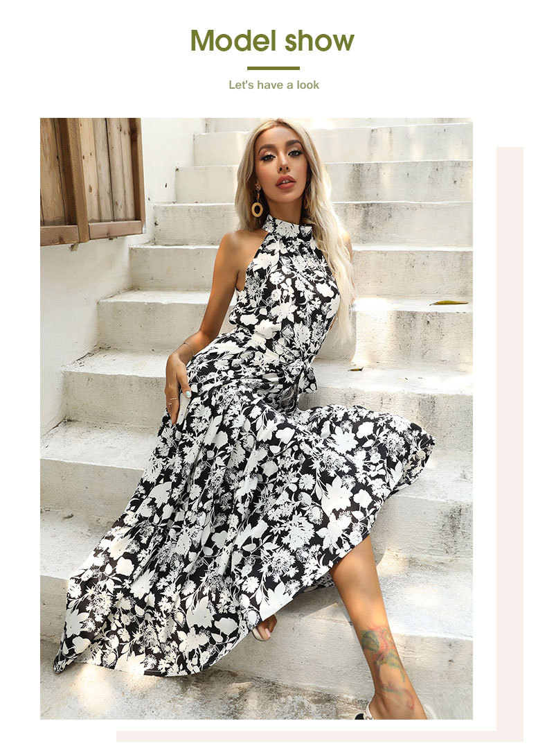 Women's A-line Skirt Fashion Halter Neck Printing Sleeveless Printing Maxi Long Dress Daily display picture 6