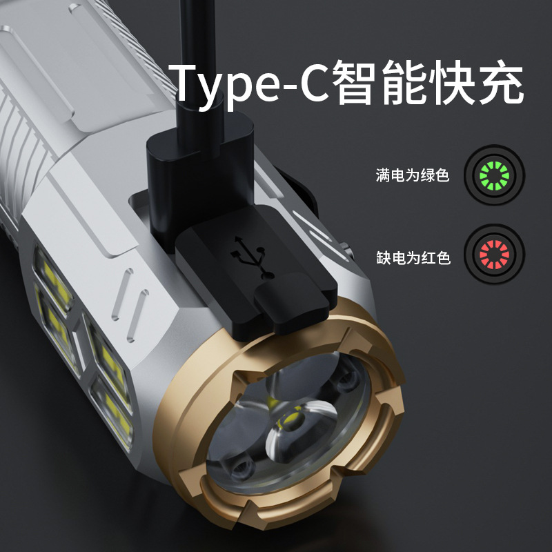 Transfronteriza nueva linterna de tres ojos al aire libre linterna pequeña multifuncional resalte bestia de monstruo de tres ojos luz de tapa de clip de larga resistencia