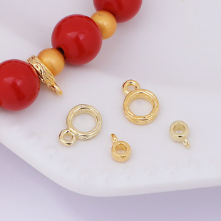 Guihe KIWA with color retention 18K stripe hanging hole hanging buckle with hanging ring spacer bead Road three-way spacer bead