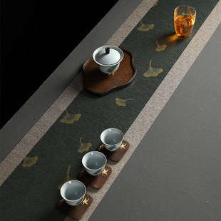Table runner Chinese Zen tea mat tea set accessories Japanese linen tea mat fabric tea table cloth mat tea flag tea ceremony utensils