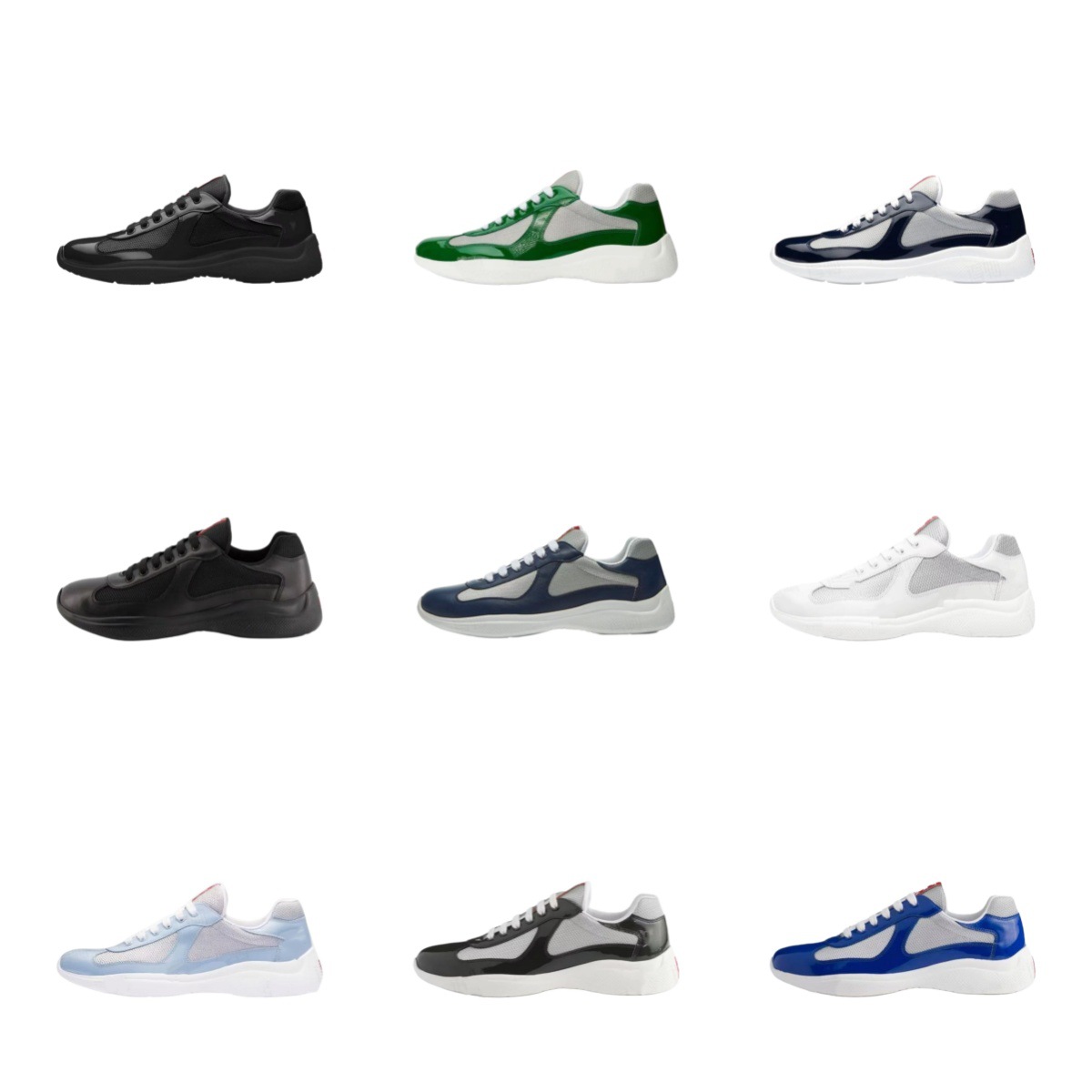 High-End Version P Brand Breathable Casual Sneakers European Style Black Patent Fabric Fashionable Versatile Unisex Shoes for Export
