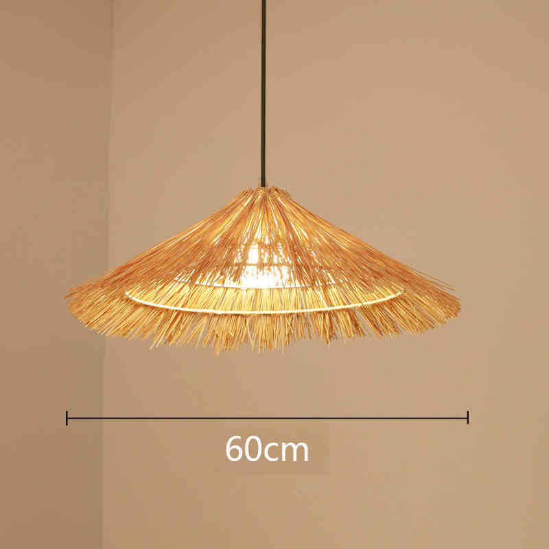 Lámpara de ratán ronda Nido Pájaro Casa sombrero paja bambú tejido lámpara creativa pastoral japonés retro balcón restaurante lámparas