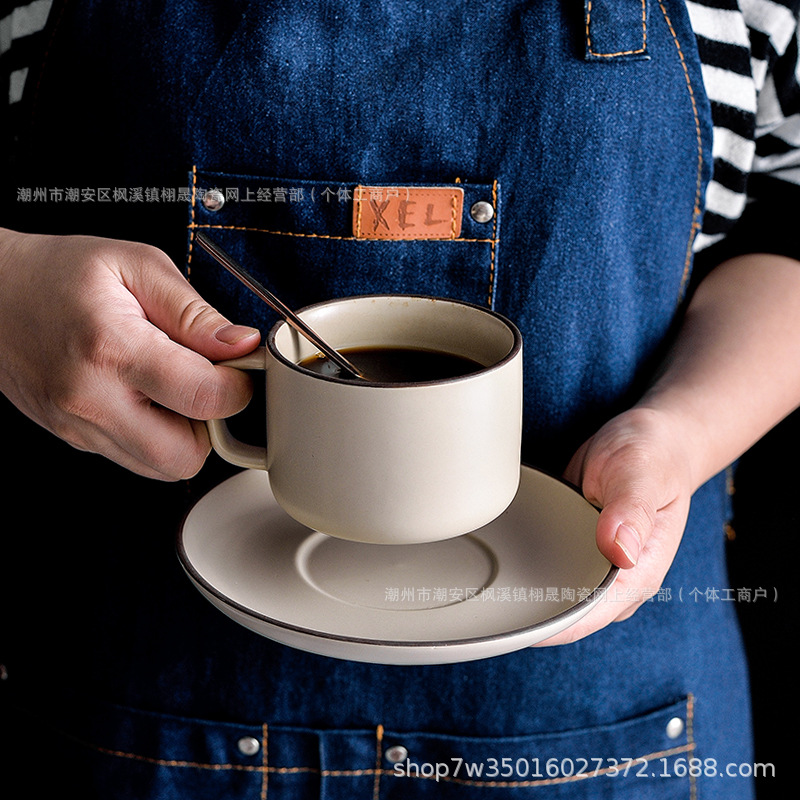 Nórdico retro taza de café y platos set taza de té de flores hotel