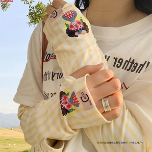 Ice Silk Sun Protection Sleeves for Women in Summer New Style Loose Anti-Uv Cute Cartoon High-Looking Outdoor Sunshade Ice Sleeves