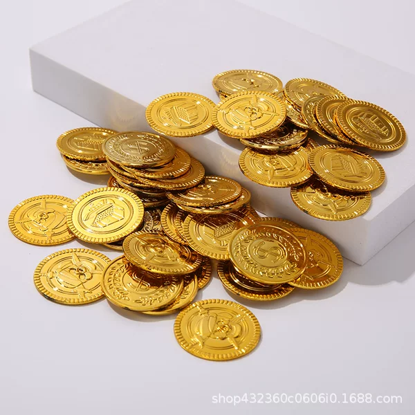 Pirate Coin Toy Halloween Props Chip Coin Table Game Coin Plastic Toy Coin Treasure Hunt Gold Coin