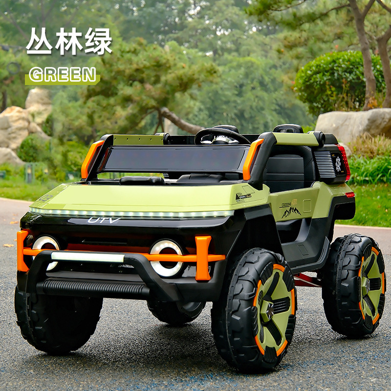 Vehículo eléctrico de cuatro ruedas todoterreno para niños con control remoto de dos personas, coche de juguete de cuatro ruedas para bebés para hombres y mujeres.
