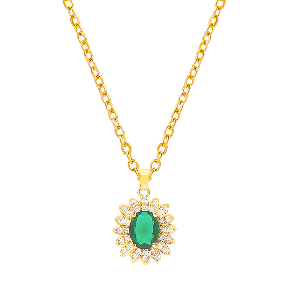 retro heart green diamond necklace animal geometric clavicle chain