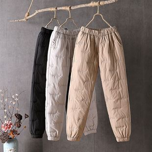 Down Cotton Pants Women's 2024 Winter High Waist Slim Fit Slim Thickened Warm plus size Women's Cotton Pants All-match Bloomers for Women