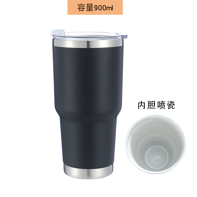Suministro directo de fábrica 30oz aerosol interior de cerámica taza de helado taza de cerveza de coche 304 taza de vacío de acero inoxidable taza de coche