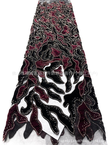 Fabricante directo de terciopelo tubo de perlas tela sexy estilo europeo y americano cena de moda ropa de tela comercio exterior transfronterizo