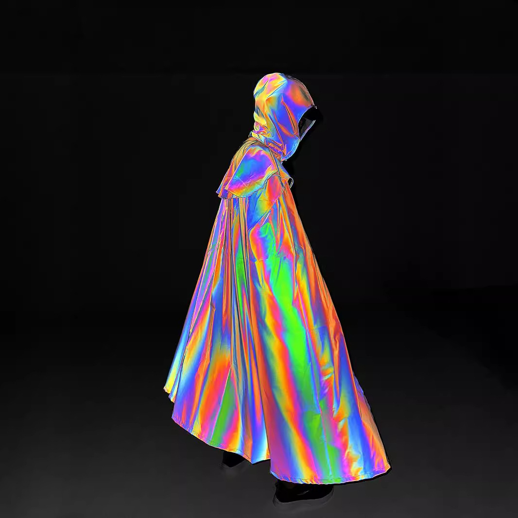 Pánské oblečení nový barevný reflexní plášť Halloween párty středověký plášť s kapucí gotický svítící větrovka_voghion.com