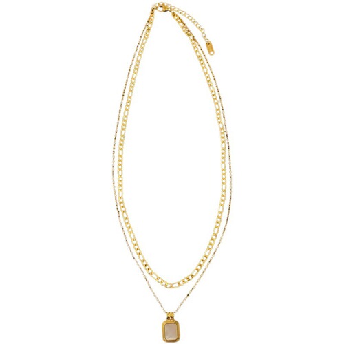 Lanyu niche light luxury double-layered mother-of-pearl necklace for women. Two-color optional black and white mother-of-pearl simple stacked clavicle chain.
