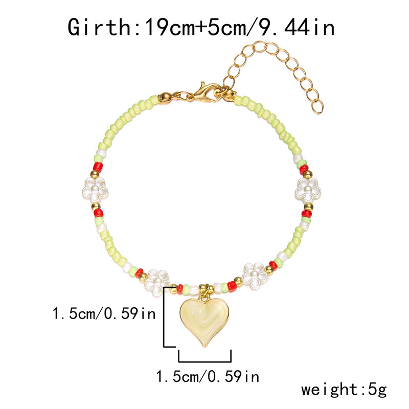 8g Weight Anklet Classification 1 Piece Quantity Holiday, Beach Occasion Seed Bead Material Heart Shape Pattern All Seasons Season Women's Gender Simple Style, Classic Style Style Wholesale Jewelry Simple Style Classic Style Heart Shape Seed Bead Anklet 8