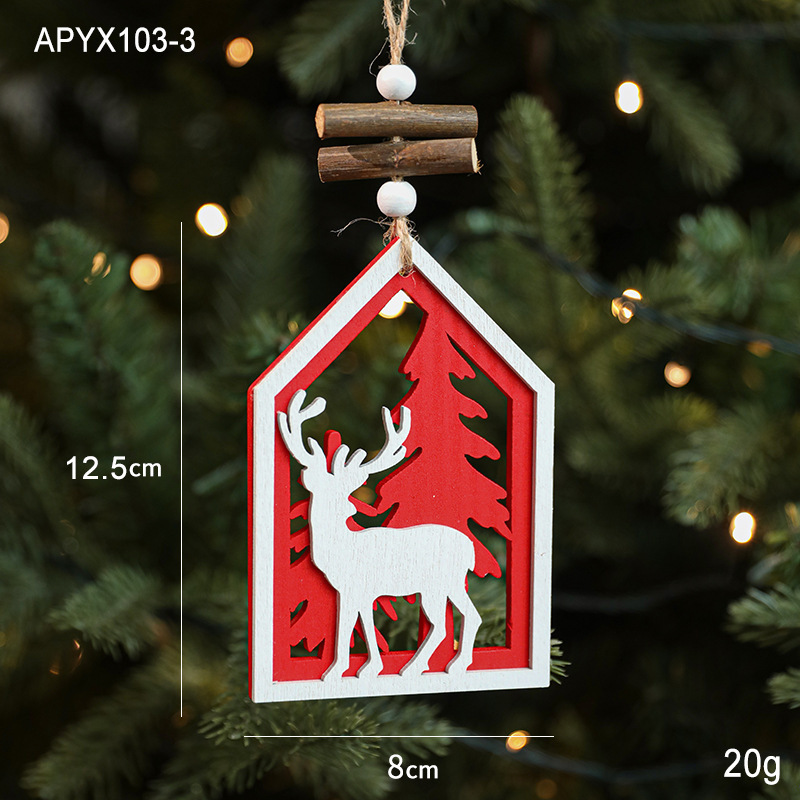 クロスボーダー新製品木製ペンダントヘラジカハウススノーフレーククリスマスツリーデコレーションクリスマスアレンジメントペンダントホーム|undefined