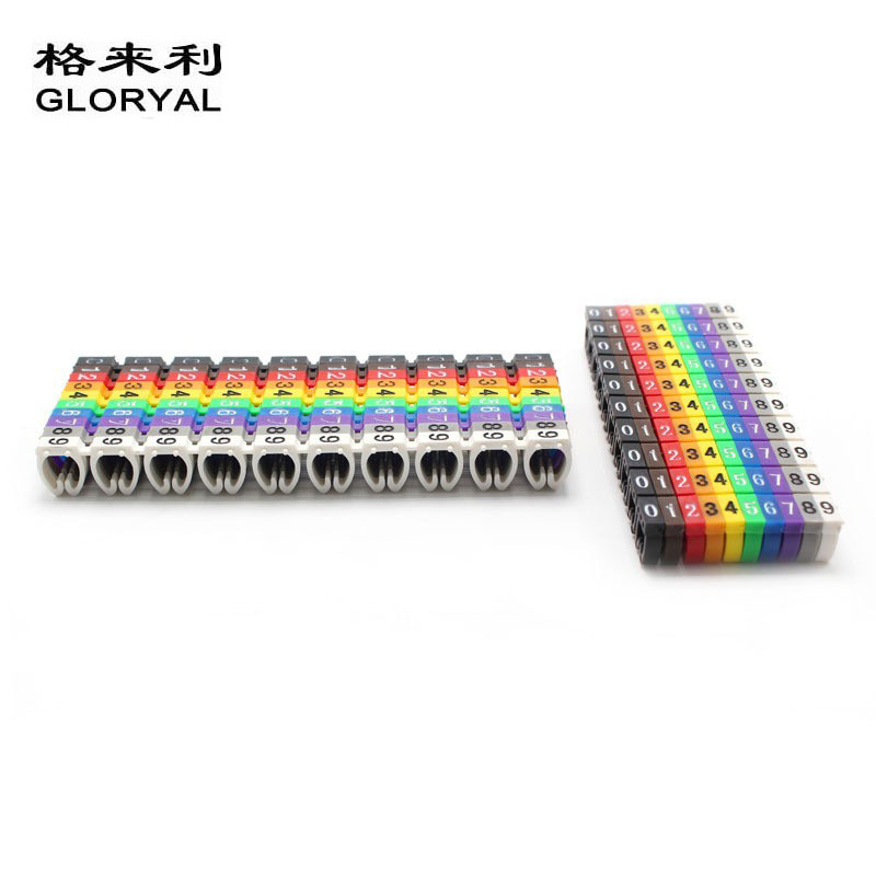 卡式号码管M开口卡式彩色数字号码管 电线标记卡卡扣彩色号码管