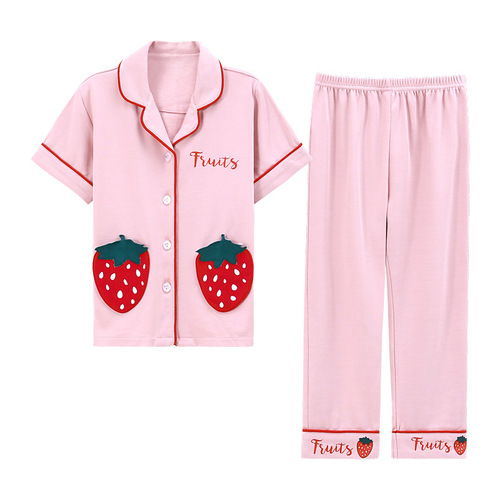Pure cotton children's pajamas for men and women, summer thin short-sleeved trousers, students, middle-aged and older children, spring and summer home wear suits