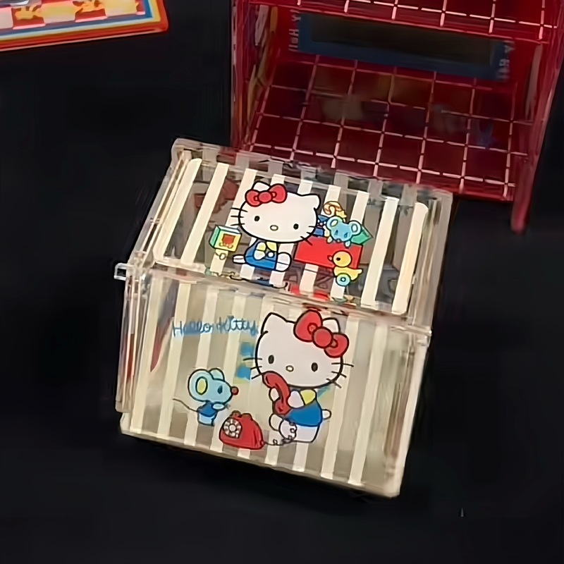 小紅書と同じかわいいハローキティ収納ボックスアクリル kt 猫キャンディボックスフリップトップデスクトップ収納ラック|undefined