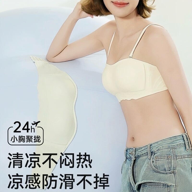 Super Stable Strapless Non-Slip Underwear for Women with Small Breasts, Invisible Tube Top, Cool and Non-Stuffy Bra