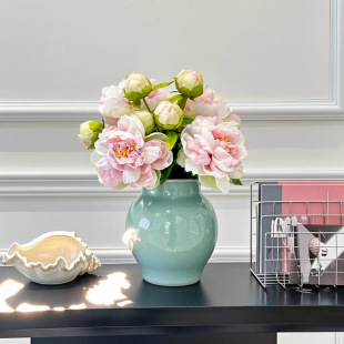 Light-Colored Ice-Cracked Vase, Simulated Flower Arrangement, Living Room Entrance Tv Cabinet, High-End Light Luxury Decorative Desktop Ornaments