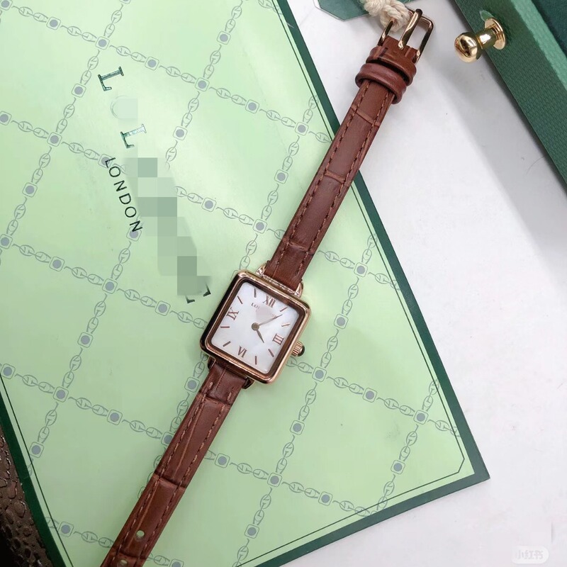 Lola Lola Rose Small Brown Watch Square Small Green Watch Belt Temperament Entry Luxury Quartz Watch Fashion Middle Ancient Hair