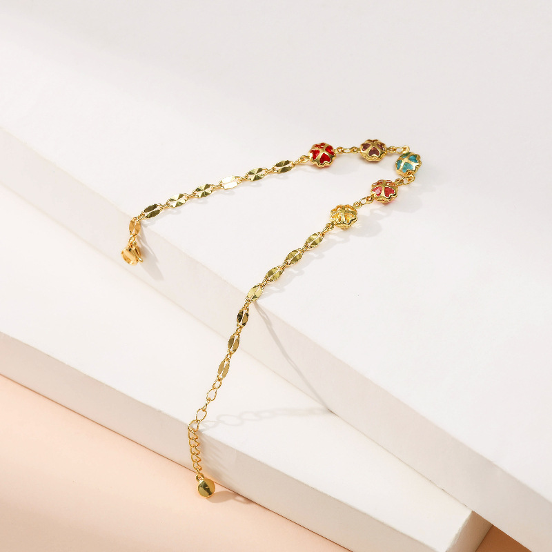 Fashion Bracelet Female Color Zircon Geometric Jewelry Copper Plated 18k Real Gold Small Jewelry For Friends display picture 7