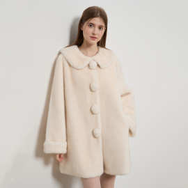 中古雪球仿水貂毛毛小香风厚外套女秋冬皮毛一体环保皮草2025新款