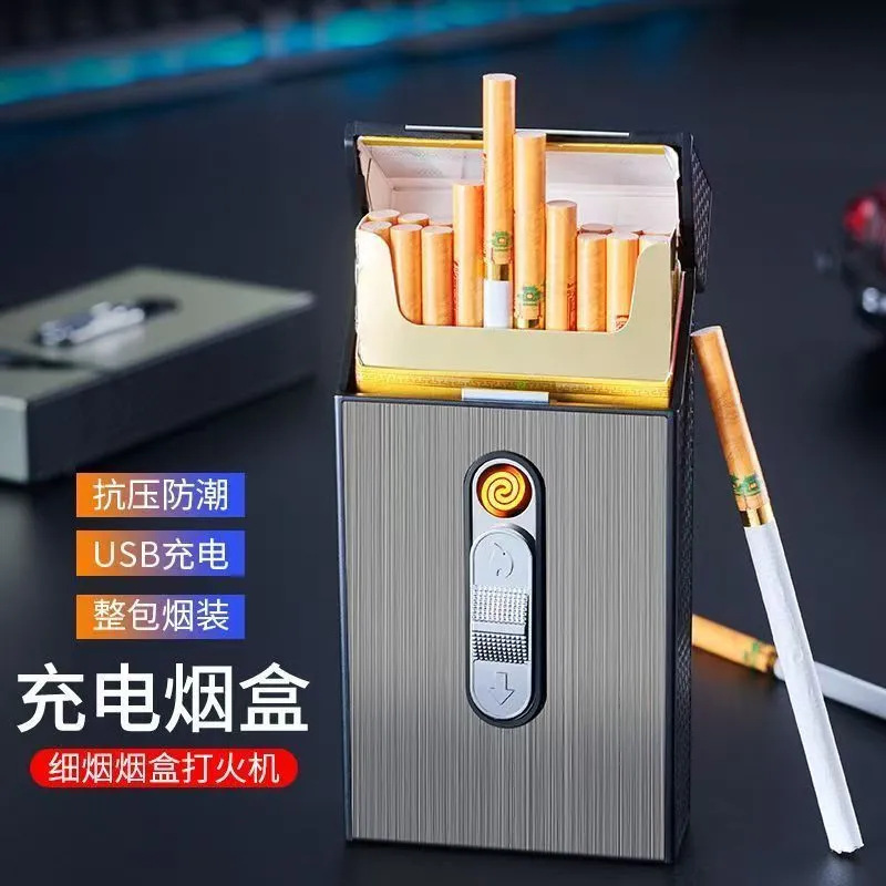 太い、中、細いタバコ用のタバコケース 20 個、充電式ライター、防風シガーライター、一体型磁気吸収ボックス|undefined