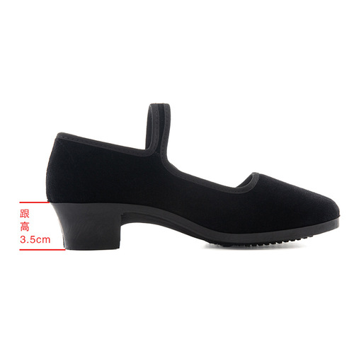 Ethnic dance shoes, high-heeled black cloth shoes, square dance shoes, Jiaozhou Yangko shoes, Northeastern Tibetan group adult training shoes