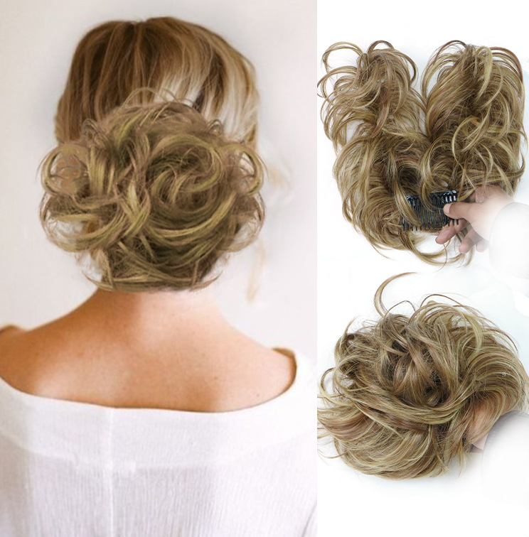 Vente en gros de nouvelles pièces de perruque en fibres chimiques européennes et américaines transfrontalières, chignon de volant en soie à haute température,_voghion.com