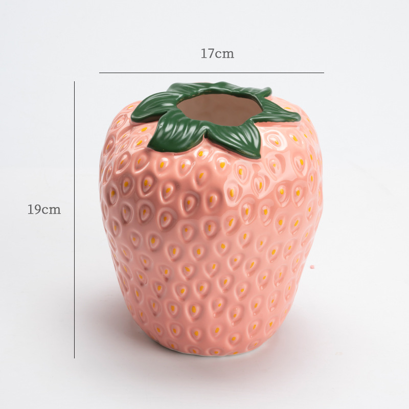 現代のイチゴの花瓶の陶磁器の水培insの高い顔の値の軽い豪華な置物の客間の生け花のシミュレーションの花の大きいサイズの生け花の挿し込み