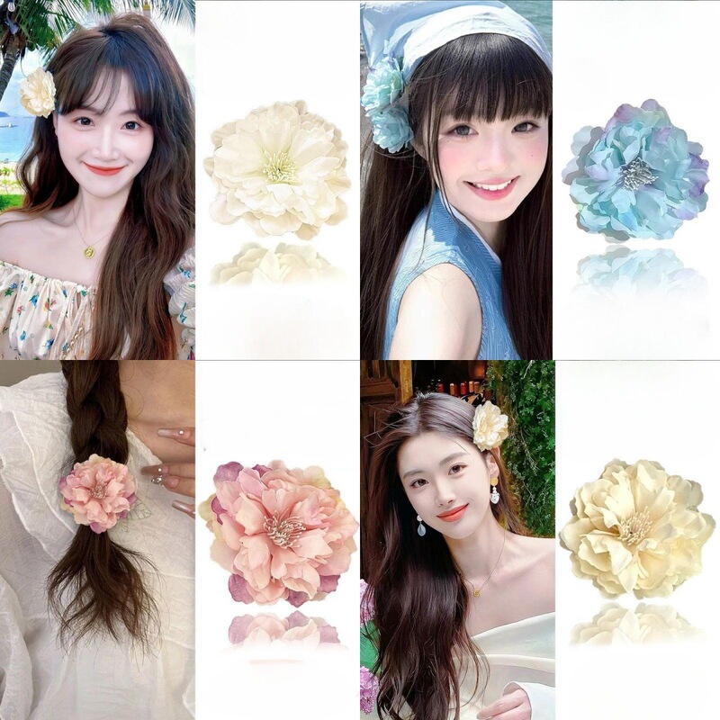立体头花抓夹超仙唯美发夹甜美温柔发饰拍照氛围感夹子侧花朵头饰|undefined