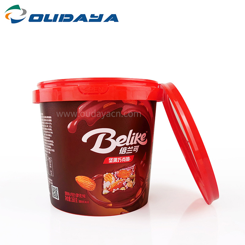 1000ml食品包装密封保鲜注塑pp塑料桶坚果威化饼干桶巧克力糖果桶