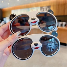 新款儿童硅胶太阳镜偏光户外防紫外线熊猫眼镜小老虎可爱街拍墨镜